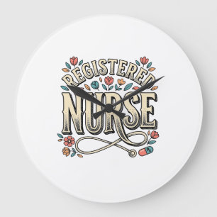 Grande Horloge Ronde T-shirt de typographie florale vintage pour infirm
