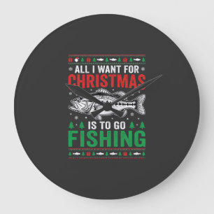 Grande Horloge Ronde T-shirt dégueu de Noël pour la pêche au bass