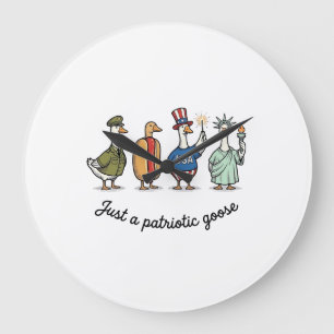 Grande Horloge Ronde T-shirt drôle de l'USA avec gravure vintage d'oie 