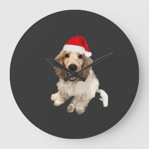 Grande Horloge Ronde T-shirt essentiel Cocker Spaniel de Noël (blanc)