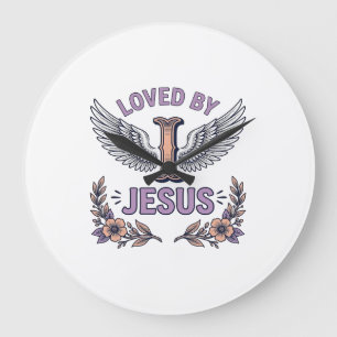 Grande Horloge Ronde T-Shirt Floral Vintage Chrétien Aimé Par Jésus De