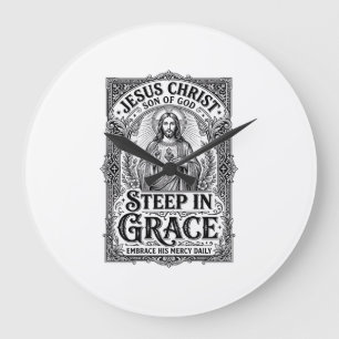 Grande Horloge Ronde T-shirt graphique Jésus amateur de thé chrétien