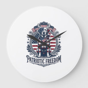 Grande Horloge Ronde T-shirt graphique vectoriel du Labrador patriotiqu