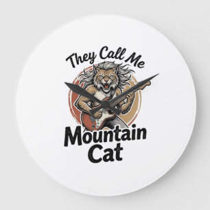 Grande Horloge Ronde T-shirt graphique vintage de chat de montagne grav