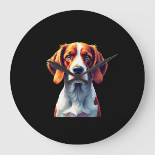 Grande Horloge Ronde T-shirt maman papa visage de chien Spaniel Breton