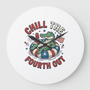 Grande Horloge Ronde T-shirt patriotique Chill The Fourth Out Alligator