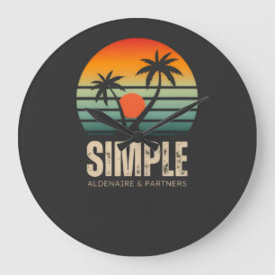Grande Horloge Ronde T-shirt Simple Coucher de soleil - Conception de v