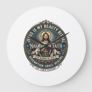 Grande Horloge Ronde T-Shirt Technicien Ongles Jésus Artiste Ongles Ins