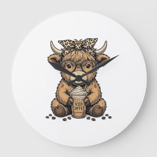 Grande Horloge Ronde T-shirt vector vintage café vache des Highlands mi