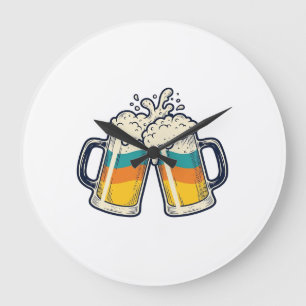 Grande Horloge Ronde T-shirt vectoriel de mug à bière arc-en-ciel vinta