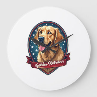 Grande Horloge Ronde T-shirt vintage à crête de Golden Retriever patrio