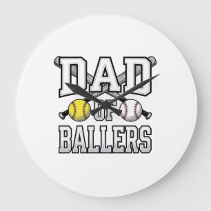 Grande Horloge Ronde T-shirt vintage baseball softball pour papa de jou