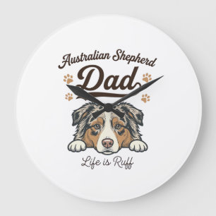 Grande Horloge Ronde T-shirt vintage Vie de papa Australian Shepherd es