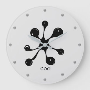 Grande Horloge Ronde Tache abstraite de goo noir moderne