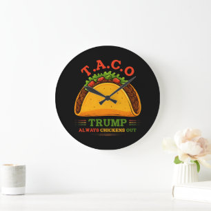 Grande Horloge Ronde Taco Trump chasse toujours les poulets amusants