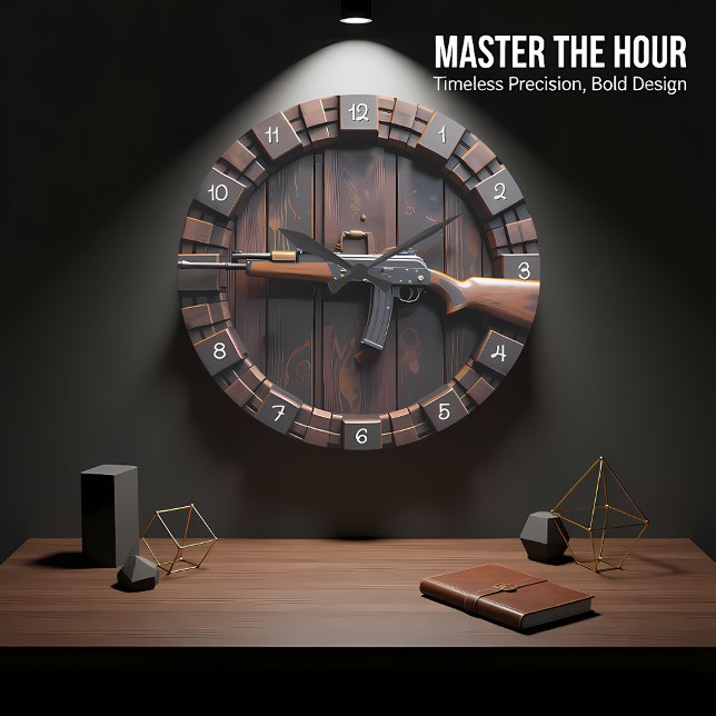 Grande Horloge Ronde Tactical Rifle Barrel Wood (Créateur téléchargé)