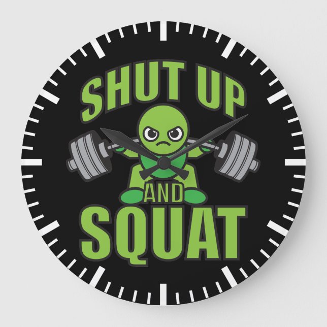 Grande Horloge Ronde Tais-Toi Et Squat Kawaii Anime Powerlifter Cartoon (Recto)