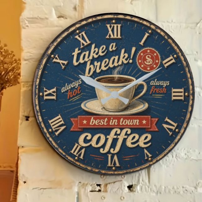 Grande Horloge Ronde Take a Break Coffee (Créateur téléchargé)