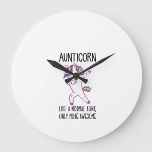 Grande Horloge Ronde Tante Licorne Féminine Aunticorn Comme une Tante N