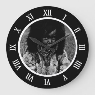 Grande Horloge Ronde Tapis de souris anneau de téléphone garçon esquima