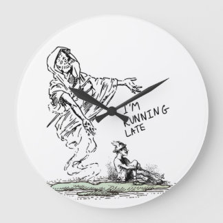 Grande Horloge Ronde Tapis de souris squelette drôle je suis en retard