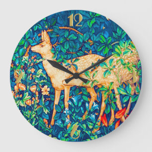 Grande Horloge Ronde Tapisserie de cerfs de la forêt William Morris Imp