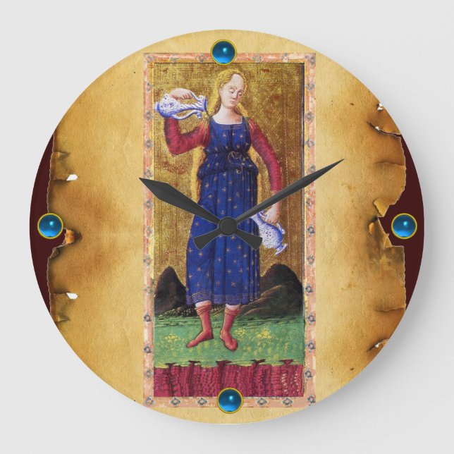 GRANDE HORLOGE RONDE TAROTS DE RENAISSANCE ANTIQUE 14 / TEMPÉRANCE (Recto)