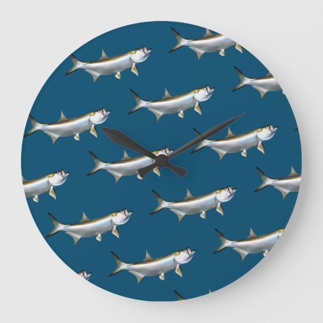 Grande Horloge Ronde Tarpon Fishing Theme Man Cave (Recto)