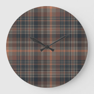 Grande Horloge Ronde Tartan Plaid de la Forêt sombre Terre