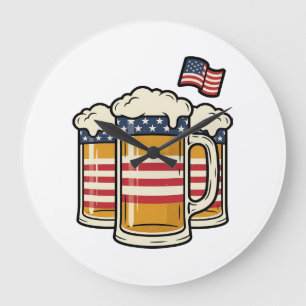 Grande Horloge Ronde Tasse à bière patriotique design vectoriel vintage