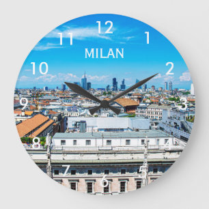 Grande Horloge Ronde Tasse à café Milan skyline