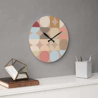 Grande Horloge Ronde Tauige Beige Blush rose bleu clair Motif rétro