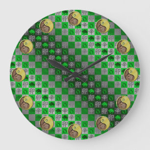Grande Horloge Ronde Taureau & Lapin de Métal