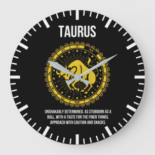 Grande Horloge Ronde Taurus - Horoscope, Funny Humour de signe Zodiaque