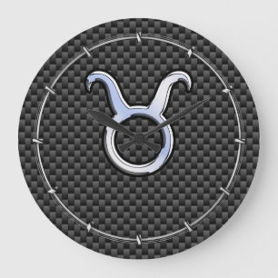 Grande Horloge Ronde Taurus Zodiac Sign on Black Carbon Fiber Print