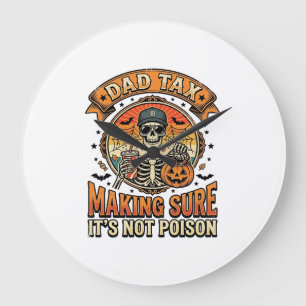 Grande Horloge Ronde Taxe Papa Drôle Halloween Squelette Bonbons_1