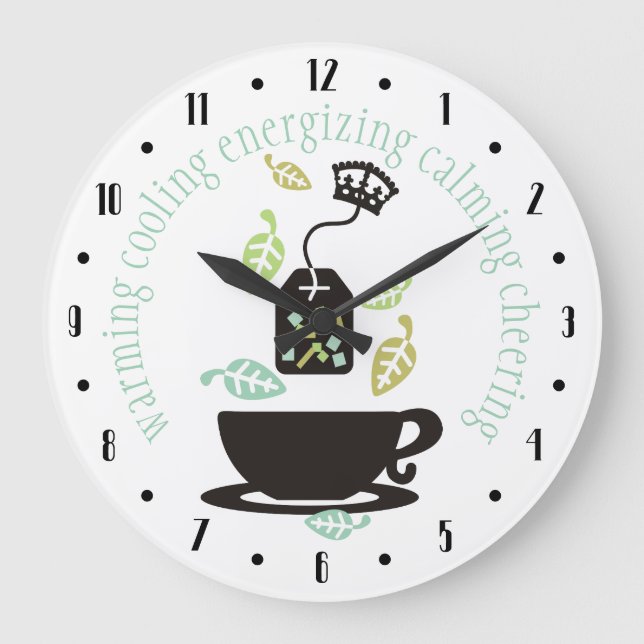 Grande Horloge Ronde Tea cures everything crown tea leaves teacup (Recto)