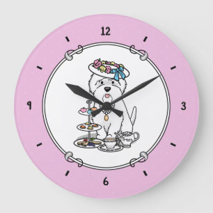 Grande Horloge Ronde Tea Party Westie Dog West Highland White Terrier
