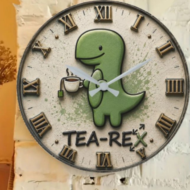 Grande Horloge Ronde Tea-Rex Dinosaur (Créateur téléchargé)