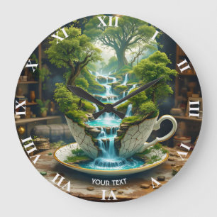 Grande Horloge Ronde Teacup Imaginaire mignonne Paysage