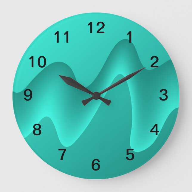 Grande Horloge Ronde Teal Abstract Design Image. (Recto)