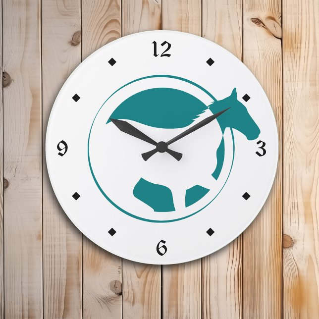 Grande Horloge Ronde Teal Horse (Créateur téléchargé)