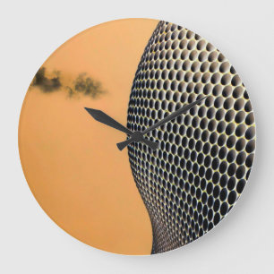 Grande Horloge Ronde Technologie Orange Abstraite moderne Artiste