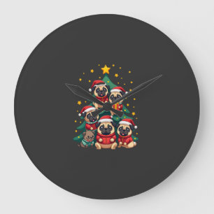 Grande Horloge Ronde Teckels de Noël Arbre de Noël Mignon Xmas (3)