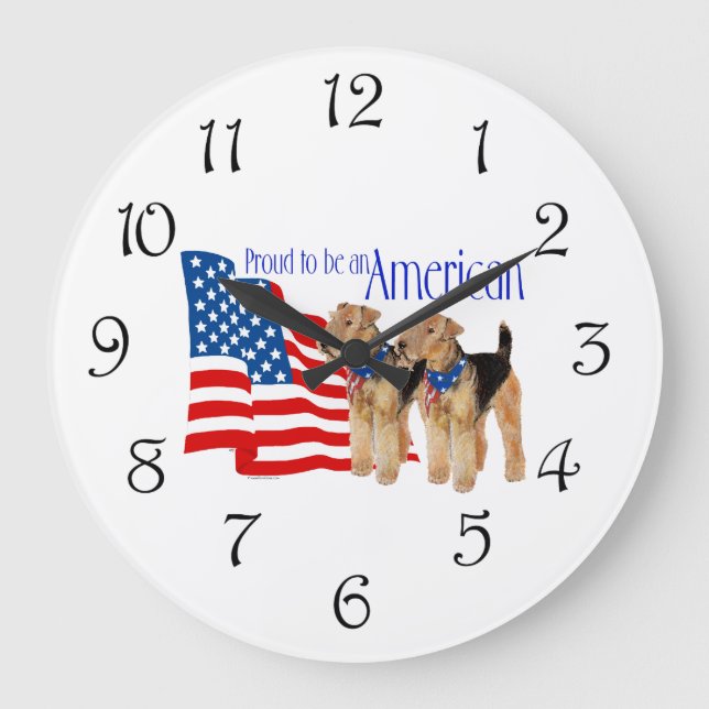 Grande Horloge Ronde Teckels Patriotes Airedale (Recto)