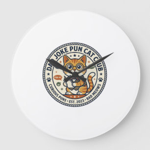 Grande Horloge Ronde Tee-shirt graphique de papa blague Pun Cat Cat - B