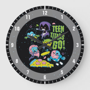 Grande Horloge Ronde Teen Titans Go!   Gnarly 90's Pizza Graphic