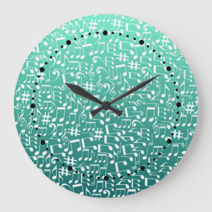 Grande Horloge Ronde Teintes de sarcelle vert bleu de mer aigue-marine 