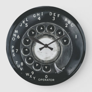 Grande Horloge Ronde Téléphone rotatoire vintage