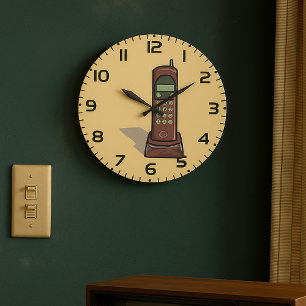 Grande Horloge Ronde Téléphone sans fil rétro vintage 90